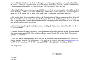 Công văn 1199/DP-DT 2014 chỉ đạo thành lập đội đáp ứng nhanh phòng chống dịch bệnh do vi rút Ebola