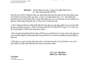 Công văn 2166/QLCL-CL1 2014 bổ sung hồ sơ đăng ký bảo đảm an toàn thực phẩm