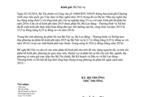 Công văn 4069/LĐTBXH-TCDN năm 2014 phân bổ kinh phí đào tạo cán bộ công chức xã