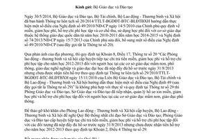 Công văn 4070/LĐTBXH-TCDN 2014 miễn giảm học phí hỗ trợ chi phí học tập cơ sở giáo dục quốc dân