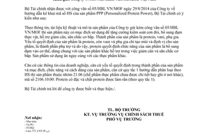 Công văn 15713/BTC-CST năm 2014 phân loại mặt hàng thực phẩm bổ sung