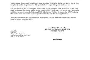 Công văn 13168/TCHQ-TXNK 2014 thuế đối với tài sản bán đấu giá