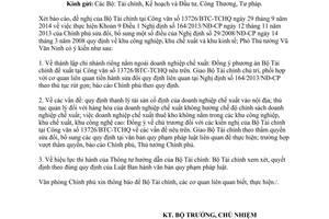 Công văn 8649/VPCP-KTTH năm 2014 thực hiện 164/2013/NĐ-CP khu công nghiệp khu chế xuất khu kinh tế