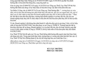 Công văn 55901/CT-QLAC năm 2014 ký hiệu mẫu số hóa đơn Hà Nội