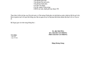 Công văn 3891/BNG-VP 2014 Đại sứ quán ta tại Li-bi tạm thời đóng cửa