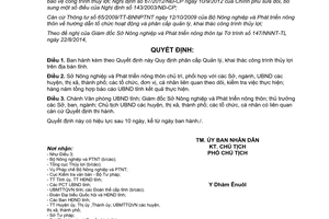 Quyết định 38/2014/QĐ-UBND phân cấp Quản lý khai thác công trình thủy lợi Đắk Lắk