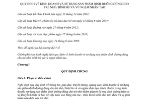 Nghị định 100/2014/NĐ-CP kinh doanh sử dụng sản phẩm dinh dưỡng cho trẻ nhỏ bình bú và vú ngâm nhân tạo
