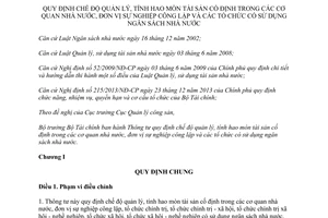Thông tư 162/2014/TT-BTC quản lý tính hao mòn tài sản cố định cơ quan nhà nước đơn vị sự nghiệp công nghiệp