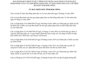 Quyết định 25/2014/QĐ-UBND xây dựng ban hành văn bản quy phạm pháp luật Ủy ban nhân dân Đắk Nông