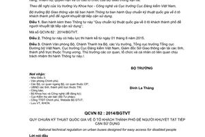 Thông tư 62/2014/TT-BGTVT Quy chuẩn kỹ thuật quốc gia ô tô khách người khuyết tật sử dụng