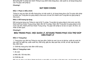 Thông tư 21/2014/TT-BTP mẫu trang phục quản lý sử dụng trang phục Trợ giúp viên pháp lý