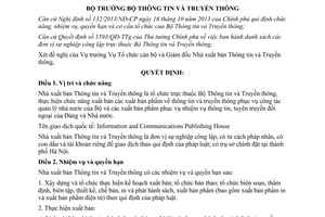 Quyết định 1649/QĐ-BTTTT năm 2014 chức năng nhiệm vụ tổ chức Nhà xuất bản Thông tin Truyền thông