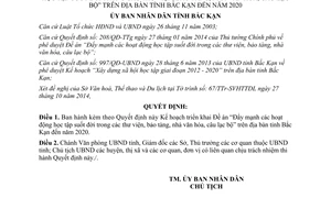 Quyết định 1999/QĐ-UBND 2014 Đẩy mạnh hoạt động học tập suốt đời thư viện bảo tàng nhà văn hóa câu lạc bộ Bắc Kạn