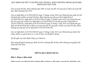 Thông tư 160/2014/TT-BQP hướng dẫn thi đua khen thưởng Quân đội nhân dân Việt Nam