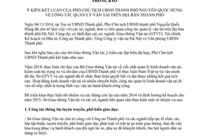 Thông báo 275/TB-VP 2014 kết luận quản lý vận tải Hà Nội