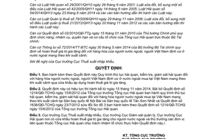Quyết định 3417/QĐ-TCHQ 2014 quy trình thủ tục kiểm tra giám sát hải quan hàng hóa hoàn thuế giá trị gia tăng