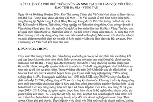 Thông báo 427/TB-VPCP năm 2014 kết luận Phó Thủ tướng buổi làm việc Bà Rịa Vũng Tàu