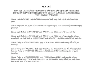 Quy chế 57547/2014/QCLN:CT-STC  2014 phối hợp liên ngành thu xác định giá tính lệ phí trước bạ tàu thuyền ô tô Hà Nội