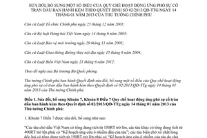 Quyết định 63/2014/QĐ-TTg sửa đổi 02/2013/QĐ-TTg ứng phó sự cố tràn dầu