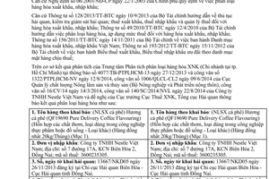 Thông báo 13657/TB-TCHQ năm 2014 phân loại hàng hóa xuất nhập khẩu Hương cà phê