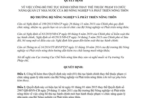 Quyết định 4900/QĐ-BNN-CB năm 2014 thủ tục hành chính thuộc quản lý Bộ Nông nghiệp Phát triển nông thôn