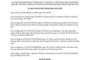 Quyết định 48/2014/QĐ-UBND quản lý bảo vệ phát huy giá trị di tích lịch sử văn hóa danh lam thắng cảnh Thái Nguyên
