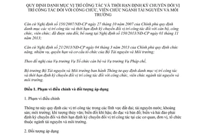 Thông tư 59/2014/TT-BTNMT danh mục vị trí công tác thời hạn định kỳ chuyển đổi vị trí ngành tài nguyên môi trường