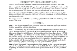 Quyết định 2251/QĐ-UBND năm 2014 thủ tục hành chính thuộc thẩm quyền Sở Khoa học Công nghệ Kiên Giang