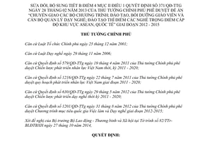 Quyết định 2047/QĐ-TTg 2014 sửa đổi 371/QĐ-TTg phê duyệt Đề án dạy nghề trọng điểm 2012 2015