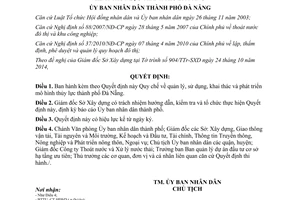 Quyết định 8149/QĐ-UBND 2014 quản lý sử dụng khai thác phát triển mô hình thủy lực Đà Nẵng