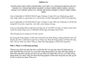 Thông tư 39/2014/TT-BNNPTNT hướng dẫn phụ cấp lãnh đạo Chi cục Bộ Nông nghiệp Phát triển nông thôn