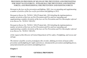 Circular No. 56/2014/TT-BCA means of fire prevention and firefighting for night watch forces