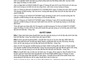 Quyết định 55/2014/QĐ-UBND đơn giá xây dựng cơ sở dữ liệu địa chính Bà Rịa Vũng Tàu