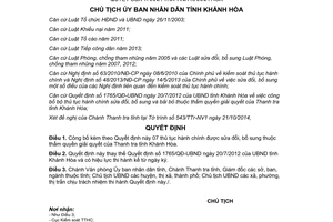Quyết định 3059/QĐ-UBND năm 2014 thủ tục hành chính thuộc thẩm quyền Thanh tra Khánh Hòa