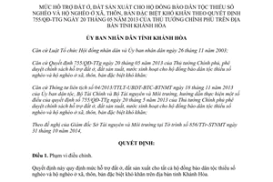 Quyết định 3045/QĐ-UBND năm 2014 hỗ trợ đất ở sản xuất đồng bào dân tộc thiểu số Khánh Hòa