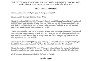 Quyết định 2050/QĐ-TTg 2014 Quy hoạch tổng thể phát triển Khu du lịch quốc gia Mộc Châu Sơn La 2020 2030