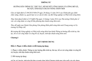 Thông tư 40/2014/TT-BNNPTNT hướng dẫn trình tự thủ tục hồ sơ xét công nhận nông thôn mới