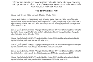 Quyết định 2054/QĐ-TTg 2014 phát triển văn hóa gia đình thể dục thể thao du lịch vùng Kinh tế trọng điểm Miền Trung