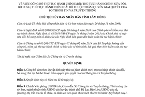 Quyết định 2484/QĐ-UBND 2014 thủ tục hành chính thuộc thẩm quyền Sở Thông tin Truyền thông Lâm Đồng