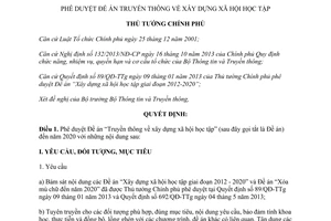 Quyết định 2053/QĐ-TTg 2014 Đề án Truyền thông xây dựng xã hội học tập