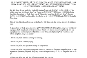 Hướng dẫn 04/HD-SXD năm 2014 áp dụng Quy chuẩn quốc gia Sản phẩm hàng hóa vật liệu xây dựng Lào Cai