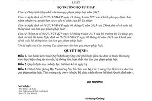 Quyết định 3044/QĐ-BTP 2014 phối hợp đơn vị thuộc Bộ hệ thống hóa hợp nhất văn bản quy phạm