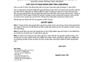 Quyết định 2483/QĐ-UBND 2014 thủ tục hành chính đất đai thuộc thẩm quyền Sở Tài nguyên Môi Trường Lâm Đồng