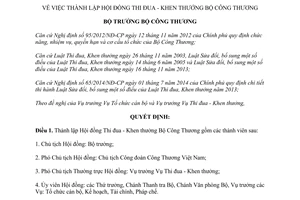 Quyết định 10292/QĐ-BCT năm 2014 thành lập Hội đồng Thi đua Khen thưởng