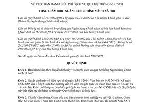 Quyết định 3752/QĐ-NHCS năm 2014 Biểu phí dịch vụ qua hệ thống Ngân hàng Chính sách xã hội