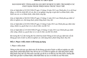 Thông tư liên tịch 38/2014/TTLT-BYT-BTC mức tối đa khung giá dịch vụ điều trị nghiện thuốc phiện bằng thuốc thay thế