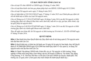 Quyết định 66/2014/QĐ-UBND về Quy định quản lý Tài nguyên nước Lào Cai