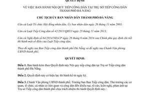 Quyết định 8190/QĐ-UBND 2014 Nội quy tiếp công dân tại Trụ sở Tiếp công dân Đà Nẵng