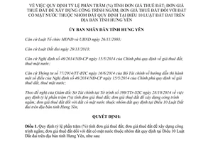Quyết định 16/2014/QĐ-UBND tỷ lệ phần trăm tính đơn giá thuê đất Hưng Yên