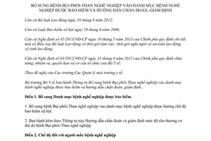 Thông tư 36/2014/TT-BYT bổ sung bệnh Bụi phổi Than nghề nghiệp vào danh mục bệnh nghề nghiệp